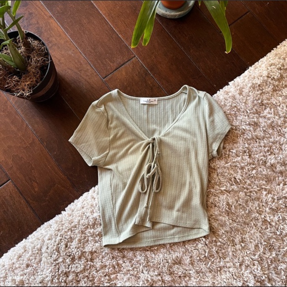 Tie Front Top, Sage Green